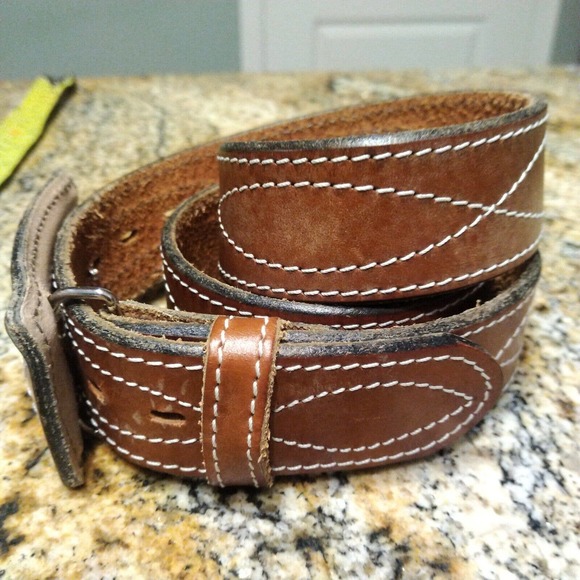 Chambers Sz 36 Tooled Leather Belt And Buckle Hand Finished Western - Picture 2 of 14